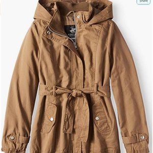 Beverly Hills Polo Club Belted Cotton Hooded Anorak Jacket Size 6X tan